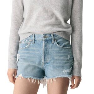 AGOLDE Parker Vintage Cut Off Jean Shorts Blue Distressed Denim Sz 30